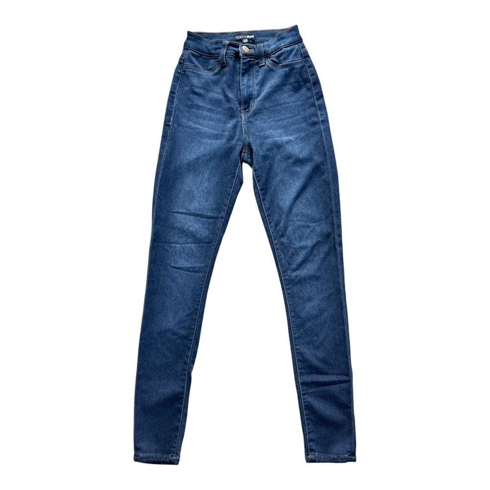 Fashion Nova Womens Stretch Skinny Jeans Dark Denim High Waisted 3 26